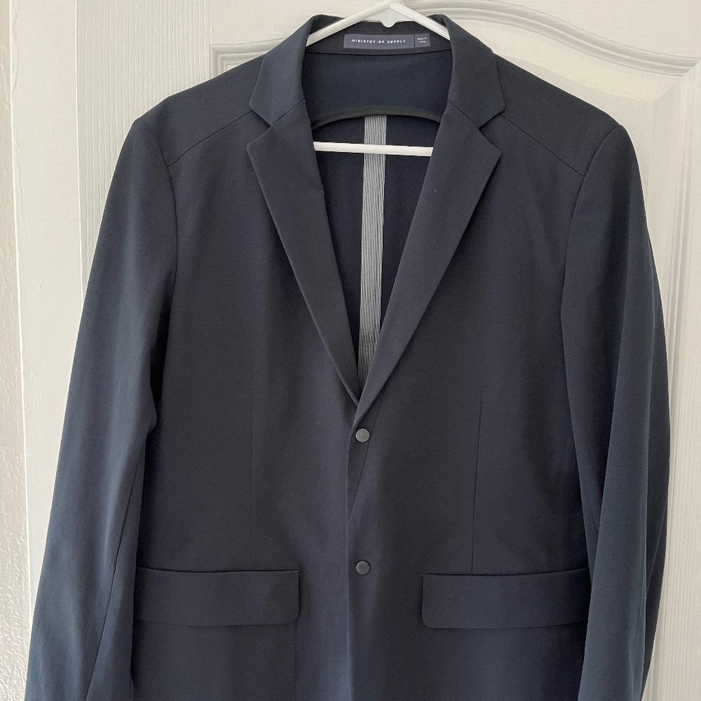 Ministry of Supply Going Places Aviator Jacket Blazer (Midnight Navy Blue) Small